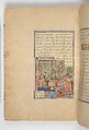 Shahnama (Book of Kings) of Firdausi, Abu&#39;l Qasim Firdausi (Iranian, Paj ca. 940/41–1020 Tus), Ink, opaque watercolor, silver, and gold on paper; lacquer binding