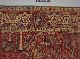 Carpet with Palm Trees, Ibexes, and Birds, Cotton (warp and weft), wool (pile); asymmetrically knotted pile