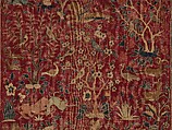 Carpet with Palm Trees, Ibexes, and Birds, Cotton (warp and weft), wool (pile); asymmetrically knotted pile