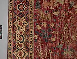 Carpet with Palm Trees, Ibexes, and Birds, Cotton (warp and weft), wool (pile); asymmetrically knotted pile