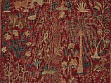 Carpet with Palm Trees, Ibexes, and Birds, Cotton (warp and weft), wool (pile); asymmetrically knotted pile