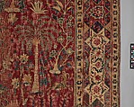 Carpet with Palm Trees, Ibexes, and Birds, Cotton (warp and weft), wool (pile); asymmetrically knotted pile