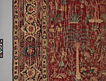 Carpet with Palm Trees, Ibexes, and Birds, Cotton (warp and weft), wool (pile); asymmetrically knotted pile