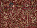 Carpet with Palm Trees, Ibexes, and Birds, Cotton (warp and weft), wool (pile); asymmetrically knotted pile