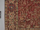 Carpet with Palm Trees, Ibexes, and Birds, Cotton (warp and weft), wool (pile); asymmetrically knotted pile