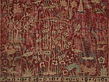 Carpet with Palm Trees, Ibexes, and Birds, Cotton (warp and weft), wool (pile); asymmetrically knotted pile
