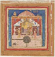 "Rustam Carrying the King of Mazandaran to Kai Kavus", Folio from a Shahnama (Book of Kings), Abu&#39;l Qasim Firdausi (Iranian, Paj ca. 940/41–1020 Tus), Ink, opaque watercolor, and gold on paper