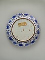 Dish, Stonepaste; painted in turquoise and two hues of blue under transparent glaze