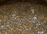Basin with Figural Imagery, Brass; raised, engraved, and inlaid with silver and gold
