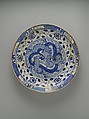 Dish with Two Intertwined Dragons, Stonepaste; painted in blue under transparent glaze