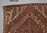 Rug with an Interlocking Lozenge-Medallion Design, Wool (warp, weft, and pile); symmetrically knotted pile