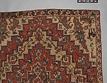 Rug with an Interlocking Lozenge-Medallion Design, Wool (warp, weft, and pile); symmetrically knotted pile