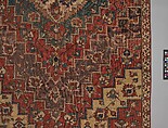 Rug with an Interlocking Lozenge-Medallion Design, Wool (warp, weft, and pile); symmetrically knotted pile