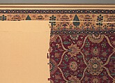 Fragments of a Carpet with Lattice and Blossom Pattern, Silk (warp and weft), pashmina wool (pile); asymmetrically knotted pile