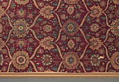 Fragments of a Carpet with Lattice and Blossom Pattern, Silk (warp and weft), pashmina wool (pile); asymmetrically knotted pile