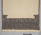 Shawl, Wool; twill weave and double interlocking twill tapestry weave