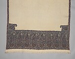 Shawl, Wool; twill weave and double interlocking twill tapestry weave