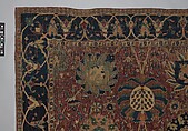Row 1a Vase Carpet, Cotton (warp and weft), silk (weft), wool (weft and pile); asymmetrically knotted pile