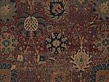 Vase Carpet, Cotton (warp and weft), silk (weft), wool (weft and pile); asymmetrically knotted pile