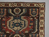 Carpet with a Geometricized Medallion Design, Wool (warp, weft and pile); symmetrically knotted pile