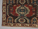 Carpet with a Geometricized Medallion Design, Wool (warp, weft and pile); symmetrically knotted pile