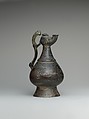 Ewer with Lamp-Shaped Spout, Brass; cast, chased, engraved, inlaid with silver and black compound