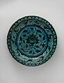 Bowl, Stonepaste; painted in black under turquoise glaze