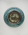 Bowl, Stonepaste; painted in black under turquoise glaze