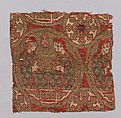 Textile with Musicians, Silk, gilt animal substrate around a silk core; lampas