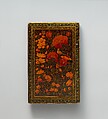 Mirror Case, Painting by Zain al-&#39;Abidin (Iranian, active 1840–1875), Exterior: pasteboard, papier-maché; opaque watercolor, gilded and lacquered
Interior: mirror