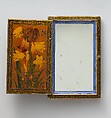 Mirror Case, Painting by Zain al-&#39;Abidin (Iranian, active 1840–1875), Exterior: pasteboard, papier-maché; opaque watercolor, gilded and lacquered
Interior: mirror