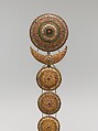 Plait Ornament (Jadanagam), Gold; inset with rock crystal, rubies, emeralds, and amethysts