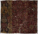 Fragment of a Carpet with Cartouche Border, Silk (warp and weft), wool (pile); asymmetrically knotted pile