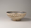 Bowl with Bahram Gur and Azada, Stonepaste; glazed (opaque monochrome), in-glaze- and overglaze-painted, gilded