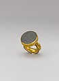 Seal Ring with Inscription, Gold, cast and chased; nephrite, carved