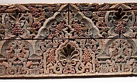 Panel with Cusped Arches, Wood (cedar); carved and painted