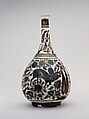 Pear-Shaped Bottle with a Bullock Design, Stonepaste; luster-painted on opaque white glaze