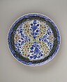 Dish with Floral Designs, Stonepaste; polychrome painted under transparent glaze