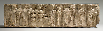 Fragment of a Frieze with the Miracle of Loaves and Fishes, Limestone; carved