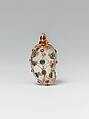 Mango-Shaped Flask, Rock crystal; set with gold, enamel, rubies, and emeralds