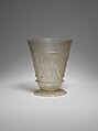 Beaker with Relief-cut Decoration, Glass, colorless; blown, cut
