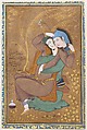 The Lovers, Painting by Riza-yi 'Abbasi (Iranian, ca. 1565–d. 1635), Opaque watercolor, ink, and gold on paper
