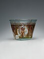 Glass Bowl, Glass, bluish; blown, stained