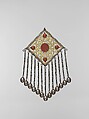 Door Surround, Silver, fire gilded with openwork, decorative wire, twisted wire chains, bells, and cabochon and table cut carnelians