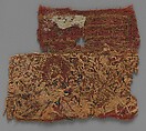 Textile fragment with Architectural Motif, Linen, wool; tapestry weave, embroidered