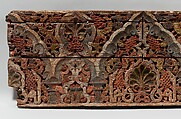 Panel with Cusped Arches, Wood (cedar); carved and painted