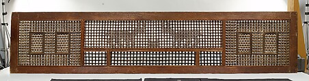 Mashrabiyya Screen with Two Gazelles, Wood; turned