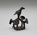 Two Bird Finials and a Bird Pin, Bronze; cast