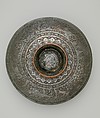 Engraved Bowl, Copper; cast, engraved, tinned, and inlaid with a black compound