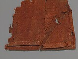 Child's Dress, Plain weave in red wool (dyed with madder); applied borders with pattern weft in blue and red wool and undyed linen